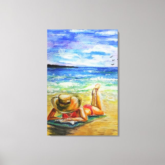 Woman on the Beach Canvas Print - Painting (Front)