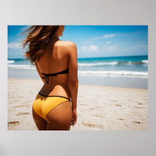 Woman on the beach poster