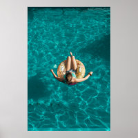 Woman on yellow inflatable floater