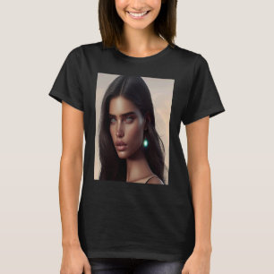 Woman Outfit Glowing Light Blue Earrings Look Insp T-Shirt