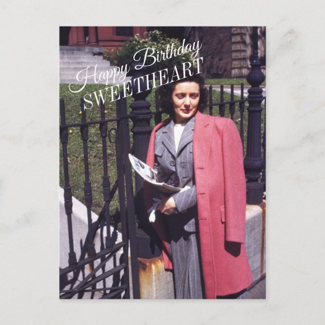 Woman Outside Mid-century Fashion Postcard (Front)