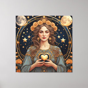 woman passionate heart - tarot canvas print