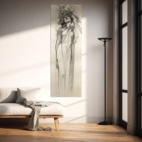 Woman Pencil Drawing Alphonse Mucha Art Nouveau