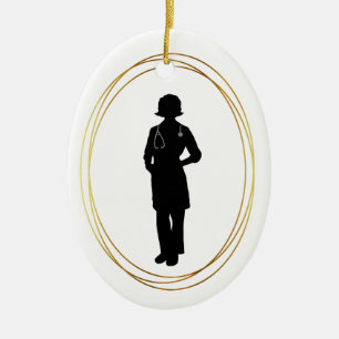 Woman Physician Silhouette Christmas Ornament
