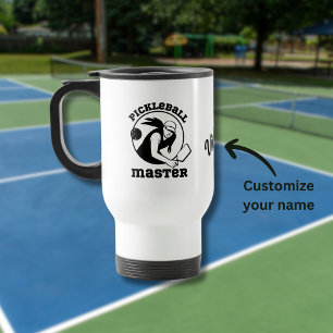 Woman Pickleball Master Game Player Custom Name Travel Mug