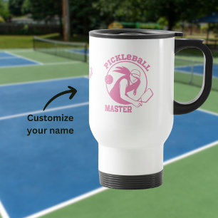 Woman Pickleball Master Game Player Custom Name Travel Mug