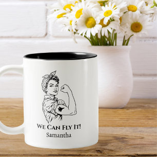 Woman Pilot We Can Fly It Women In Aviation Two-Tone Coffee Mug