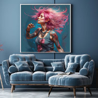 Woman pink hair tattoo dance free