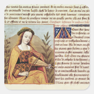 Woman playing a viol square sticker