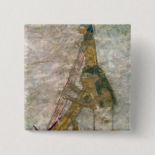 Woman playing an arched harp 15 cm square badge