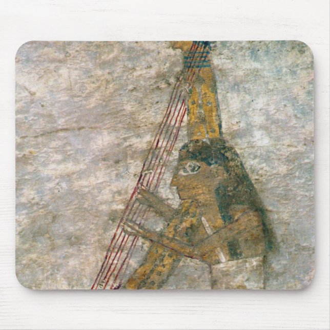 Woman playing an arched harp mouse pad (Front)