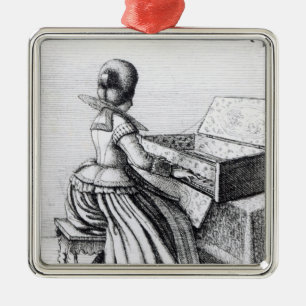 Woman Playing at a Keyboard, 1635 Metal Tree Decoration