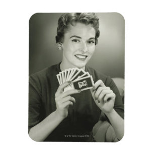 Woman Playing Cards Magnet