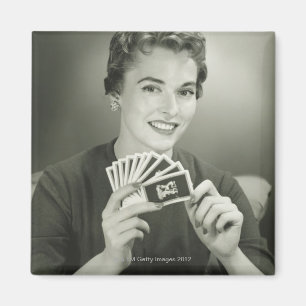 Woman Playing Cards Magnet