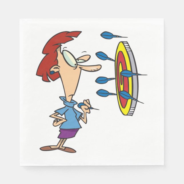 Woman Playing Darts Napkin (Front)