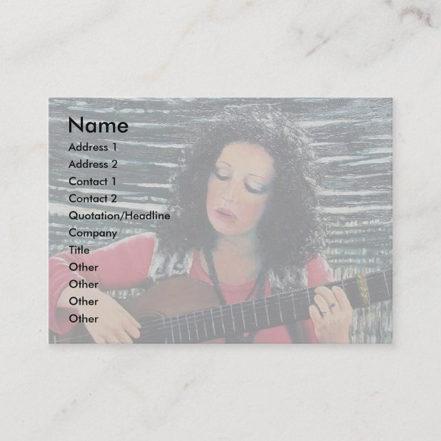 Woman Playing Music With Acoustic Guitar Business Card (Front)