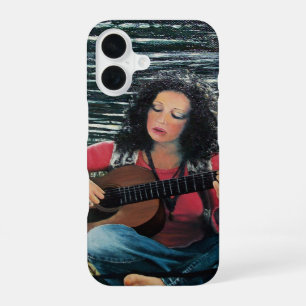 Woman Playing Music With Acoustic Guitar iPhone 16 Case