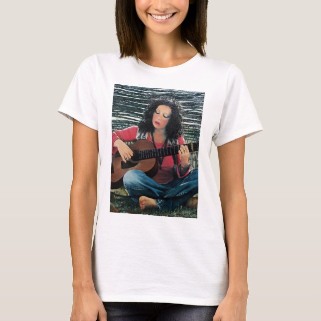 Woman Playing Music With Acoustic Guitar T-Shirt (Front)