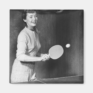 Woman Playing Table Tennis Magnet