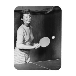 Woman Playing Table Tennis Magnet