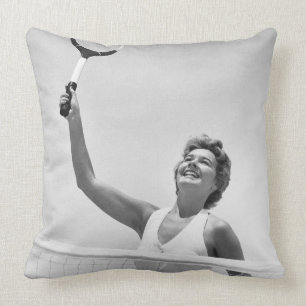 Woman Playing Tennis 2 Cushion