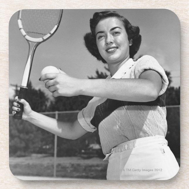 Woman Playing Tennis 3 Coaster (Front)