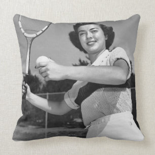 Woman Playing Tennis 3 Cushion