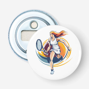 woman playing tennis bottle opener