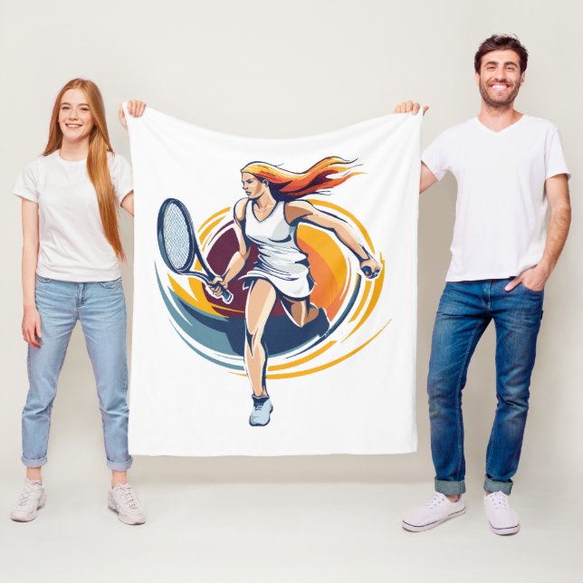 woman playing tennis fleece blanket (In Situ)