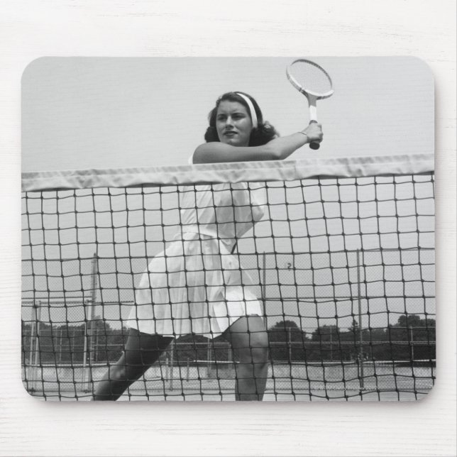 Woman Playing Tennis Mouse Pad (Front)