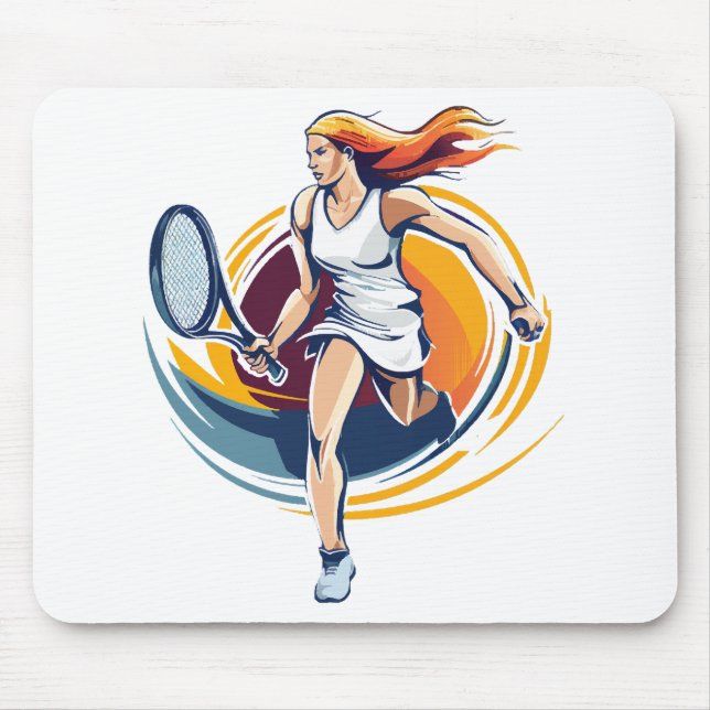 woman playing tennis mouse pad (Front)