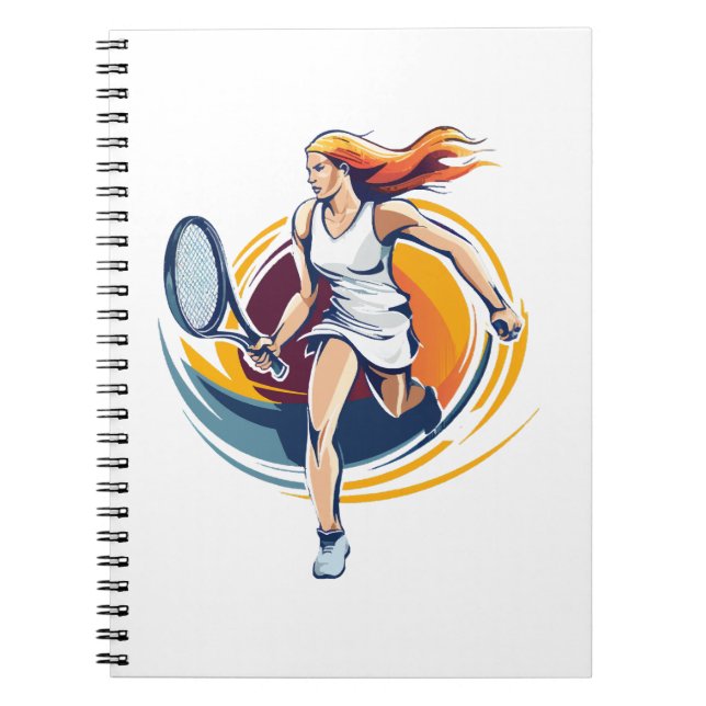 woman playing tennis notebook (Front)