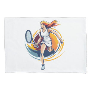 woman playing tennis pillowcase