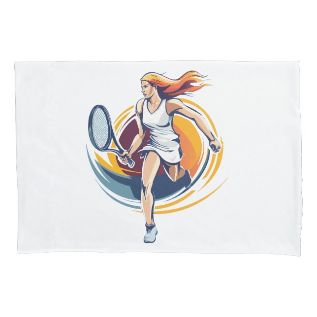 woman playing tennis pillowcase (Front)