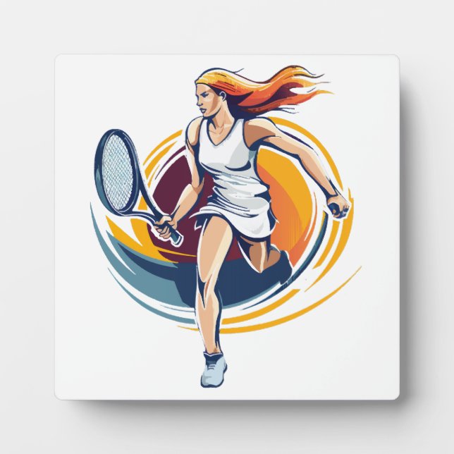 woman playing tennis plaque (Front)
