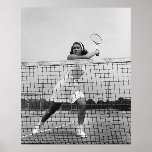 Woman Playing Tennis Poster (Front)