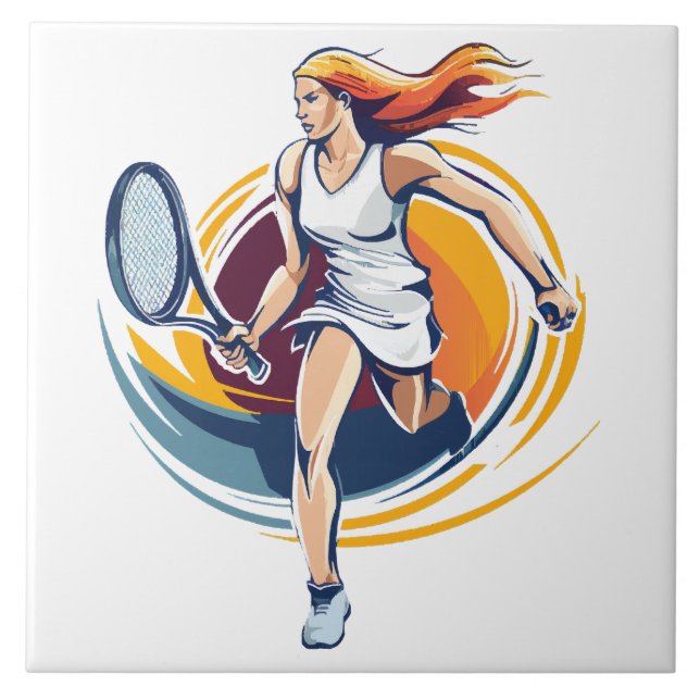 woman playing tennis tile (Front)