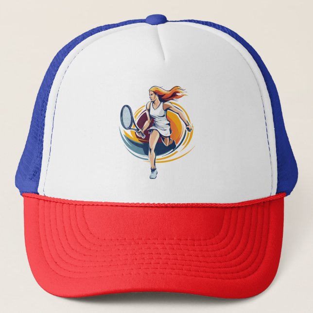 woman playing tennis trucker hat (Front)