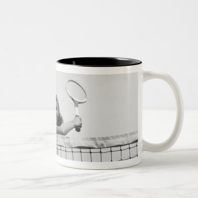 Woman Playing Tennis Two-Tone Coffee Mug (Right)