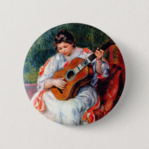 Woman Playing The Guitar by Pierre Renoir 6 Cm Round Badge