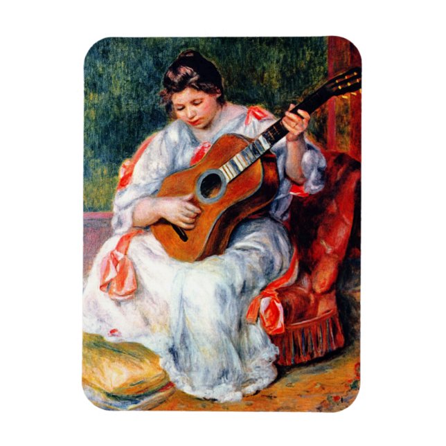 Woman Playing The Guitar by Pierre Renoir Magnet (Vertical)