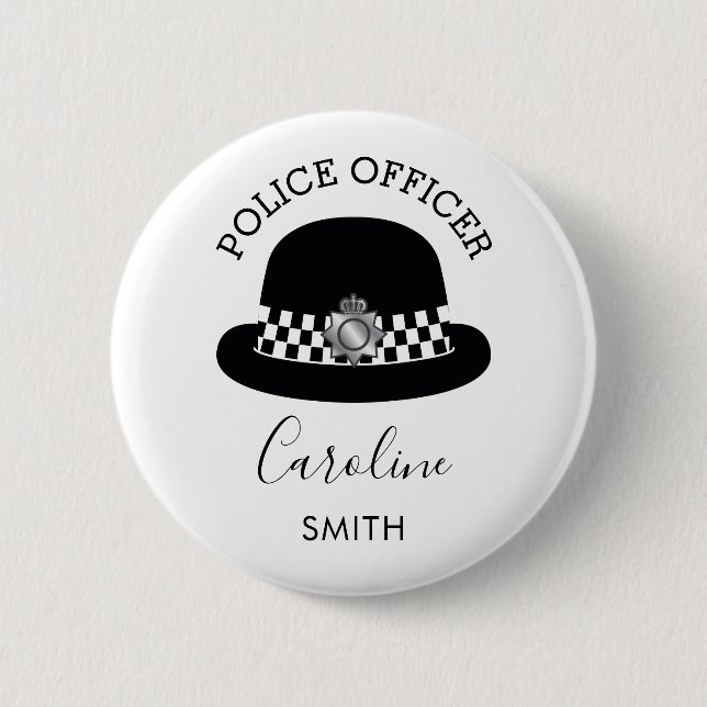 Woman Police Officer | Personalized 6 Cm Round Badge (Front)