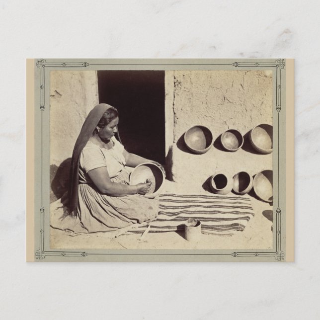 Woman Polishing Pottery - 1879 Postcard (Front)