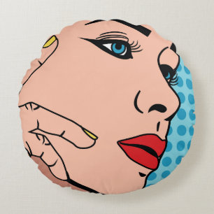      Woman Pop Art     Round Cushion