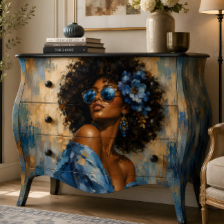 Woman Portrait Blue Floral Glamour Tissue Paper