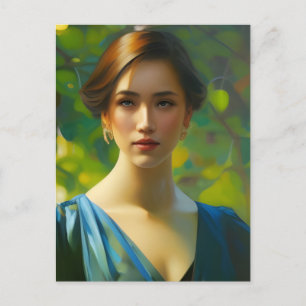 Woman Portrait Painting Postcard