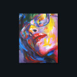 woman portrait with eyeglass canvas print<br><div class="desc">colourful,  contemporary portrait,  it will give energy to your wall throught colours</div>