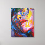 woman portrait with eyeglass canvas print<br><div class="desc">colourful,  contemporary portrait,  it will give energy to your wall throught colours</div>