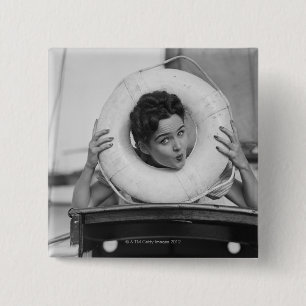 Woman Posing 3 15 Cm Square Badge