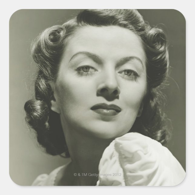 Woman Posing in Studio 2 Square Sticker (Front)